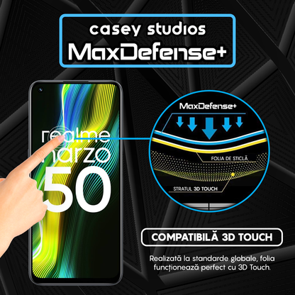 Folie Sticla MaxDefense+ - Realme 9 Pro/Narzo 50 - Negru