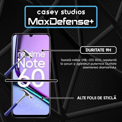 Folie Sticla MaxDefense+ - Realme Note 60 - Negru