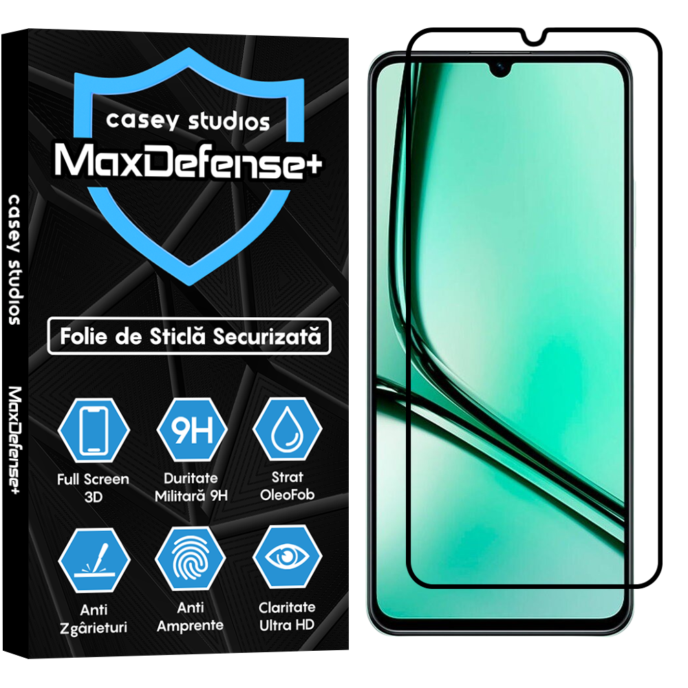 Folie Sticla MaxDefense+ - Realme Note 60x - Negru