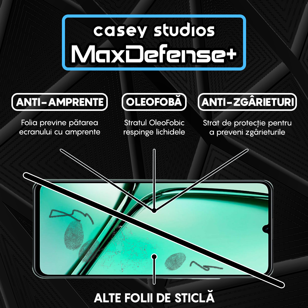 Folie Sticla MaxDefense+ - Realme Note 60x - Negru
