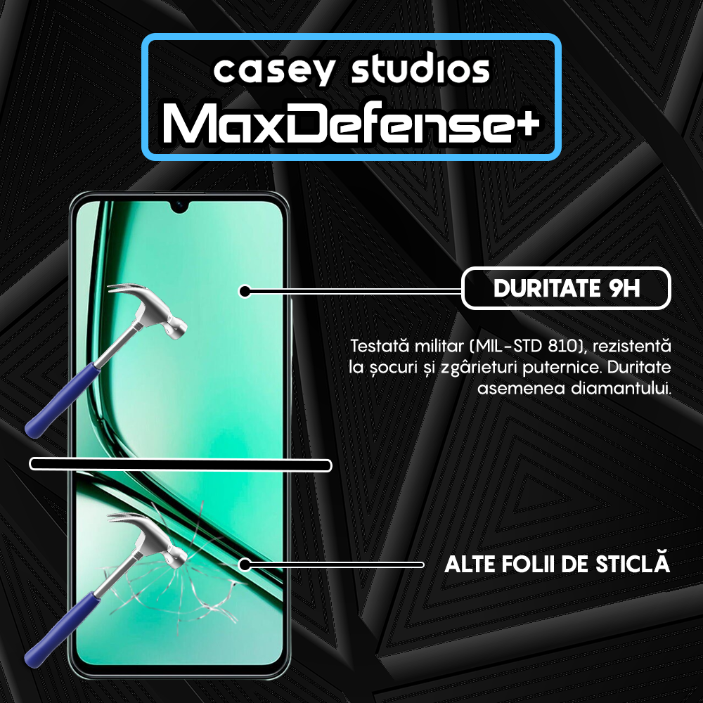 Folie Sticla MaxDefense+ - Realme Note 60x - Negru