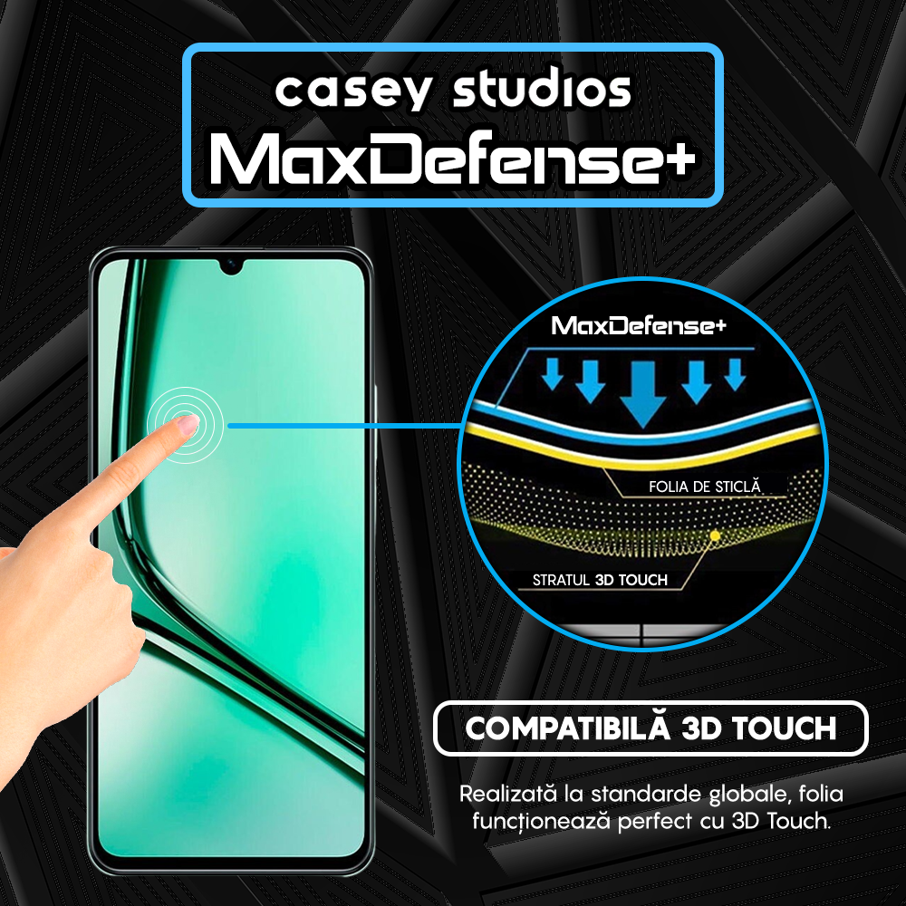 Folie Sticla MaxDefense+ - Realme Note 60x - Negru