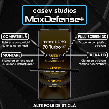 Folie Sticla MaxDefense+ - Realme Narzo 70 Turbo - Negru