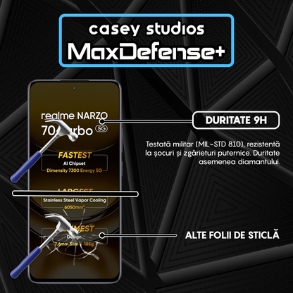 Folie Sticla MaxDefense+ - Realme Narzo 70 Turbo - Negru