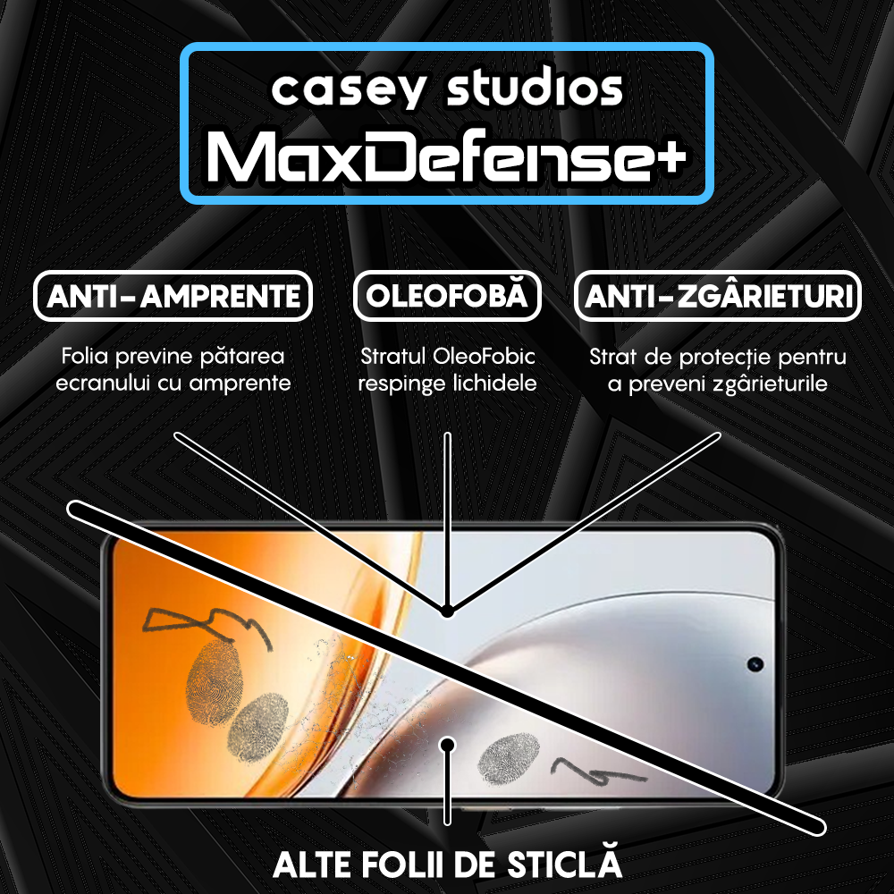 Folie Sticla MaxDefense+ - Realme Neo7x - Negru