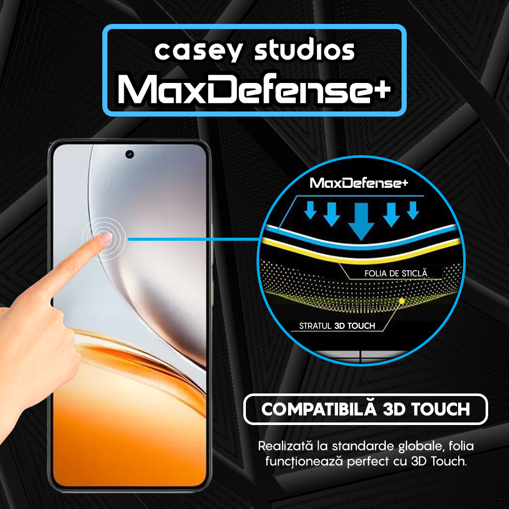 Folie Sticla MaxDefense+ - Realme Neo7x - Negru