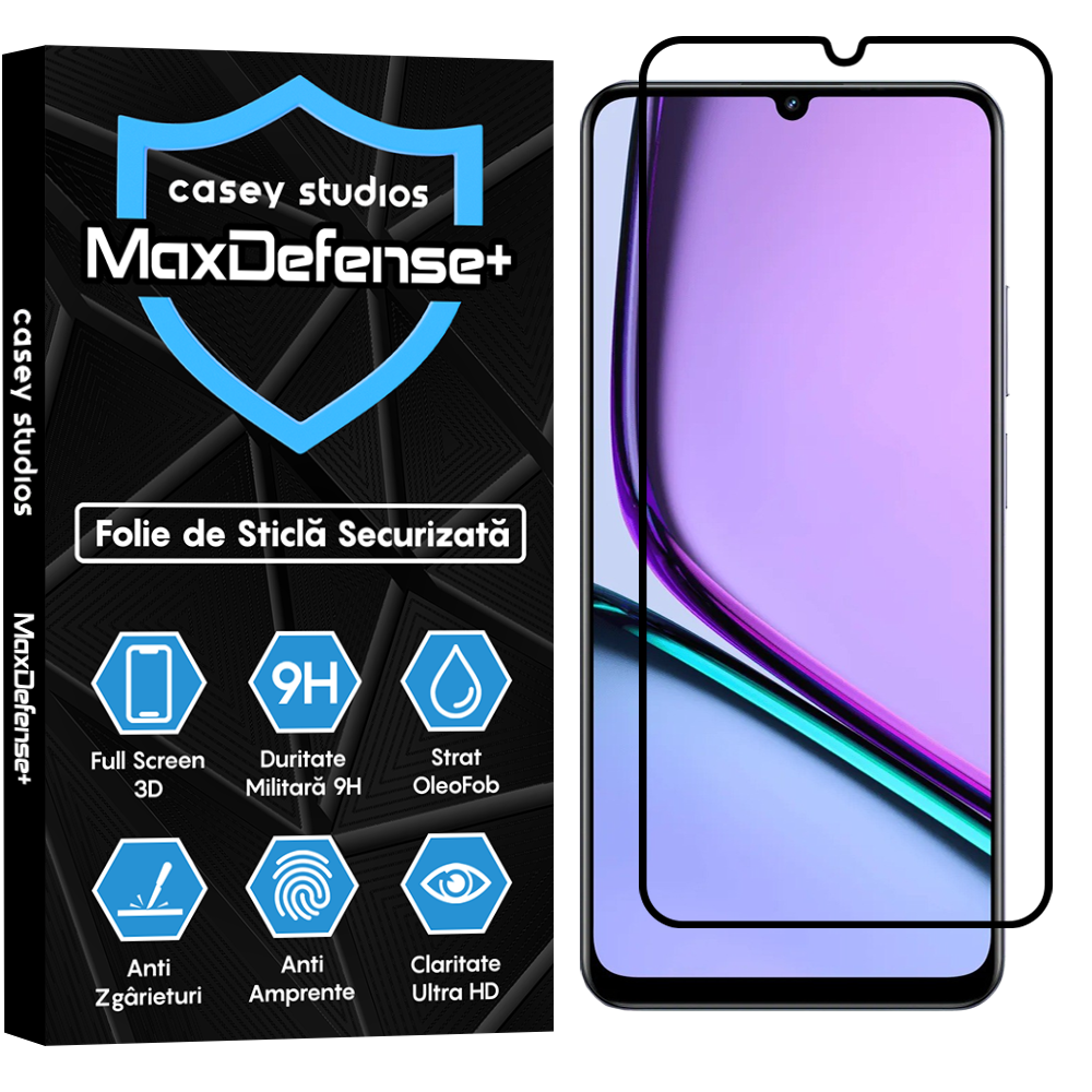 Folie Sticla MaxDefense+ - Realme Narzo N61 - Negru
