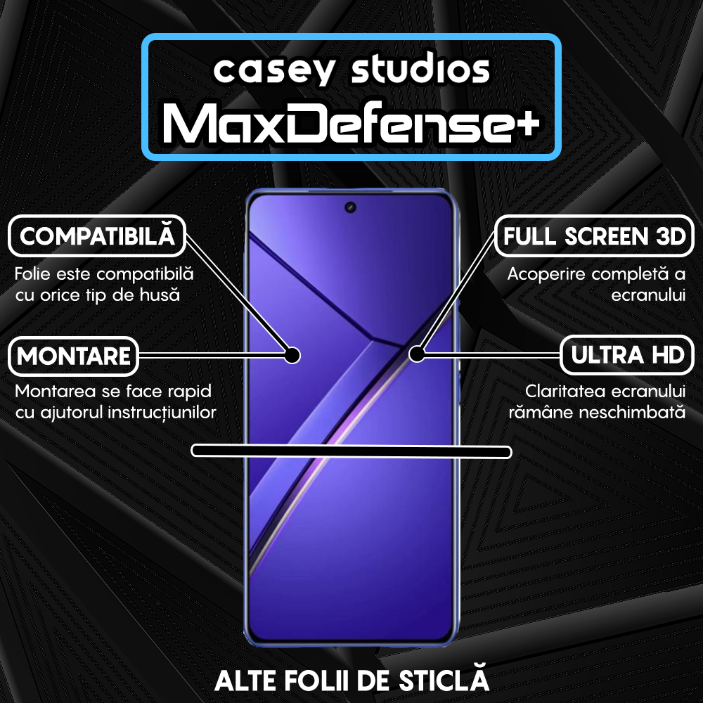 Folie Sticla MaxDefense+ - Realme Neo7 - Negru