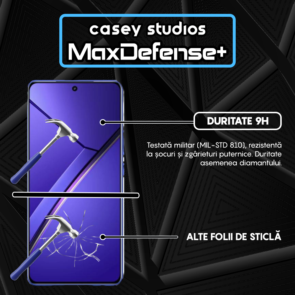 Folie Sticla MaxDefense+ - Realme Neo7 - Negru
