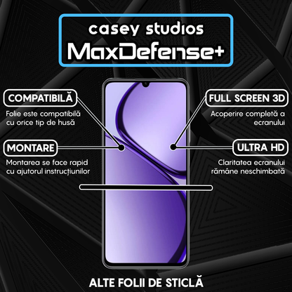 Folie Sticla MaxDefense+ - Realme Narzo N63 - Negru