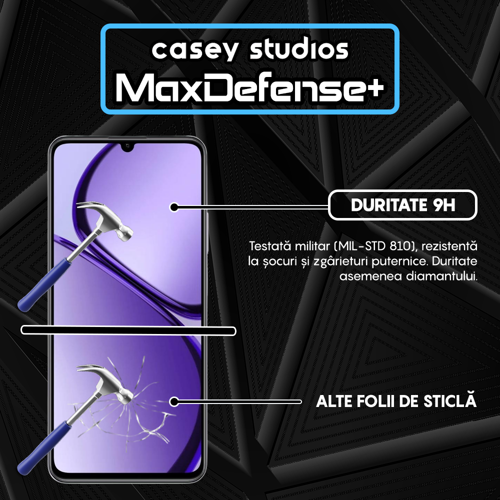 Folie Sticla MaxDefense+ - Realme Narzo N63 - Negru
