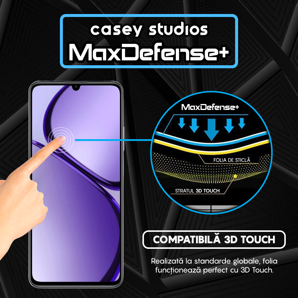 Folie Sticla MaxDefense+ - Realme Narzo N63 - Negru