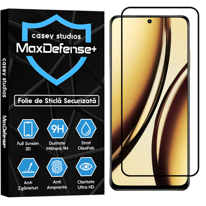 Folie Sticla MaxDefense+ - Realme Narzo N65 - Negru