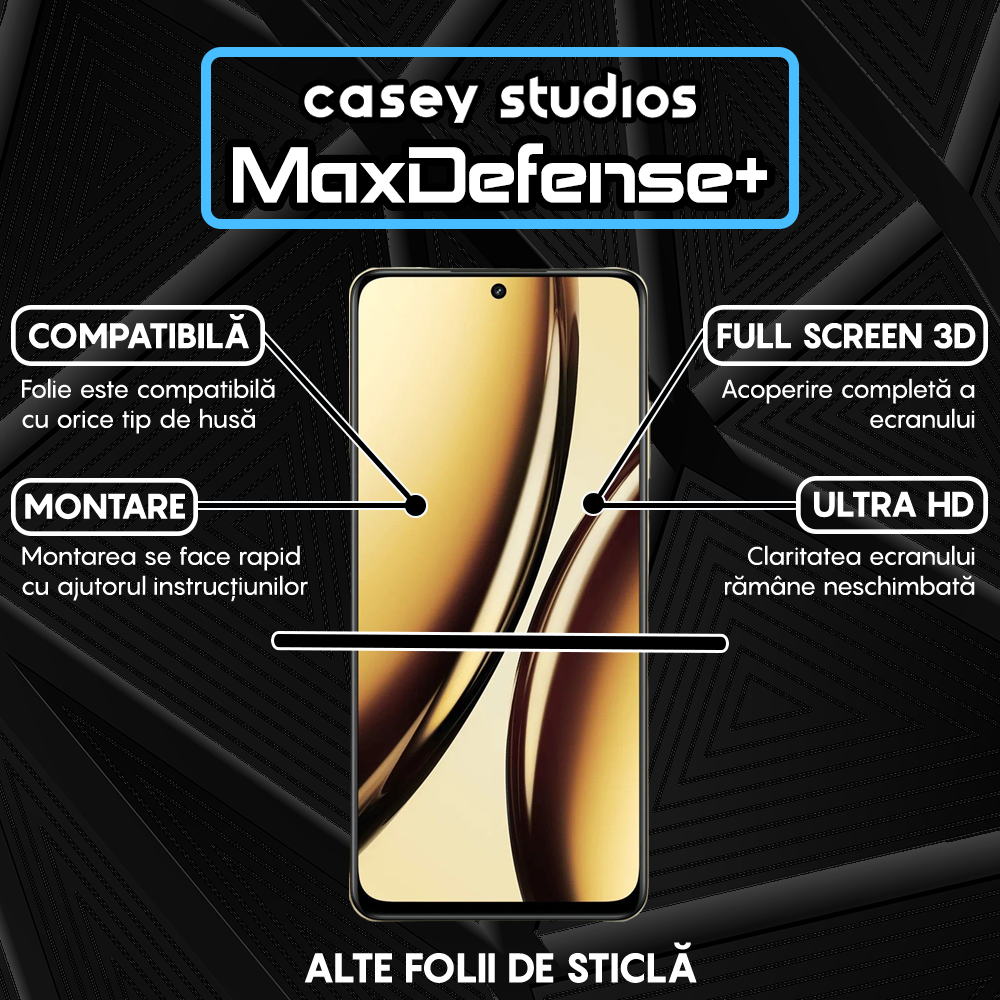 Folie Sticla MaxDefense+ - Realme Narzo N65 - Negru