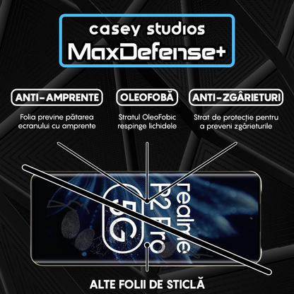 Folie Sticla MaxDefense+ - Realme P2 Pro - Negru