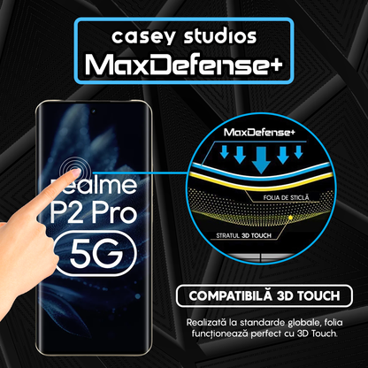 Folie Sticla MaxDefense+ - Realme P2 Pro - Negru