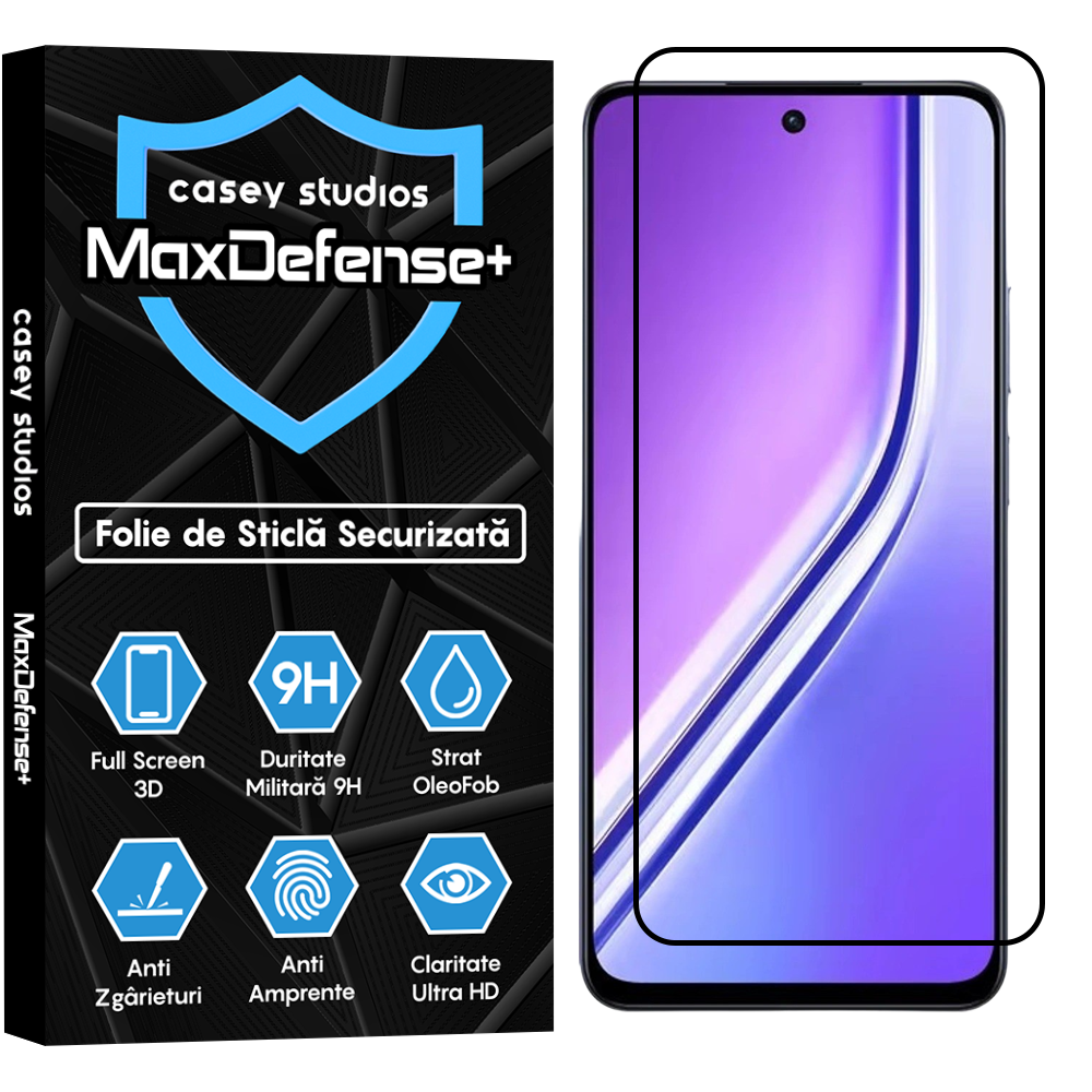 Folie Sticla MaxDefense+ - Realme P3 Pro - Negru