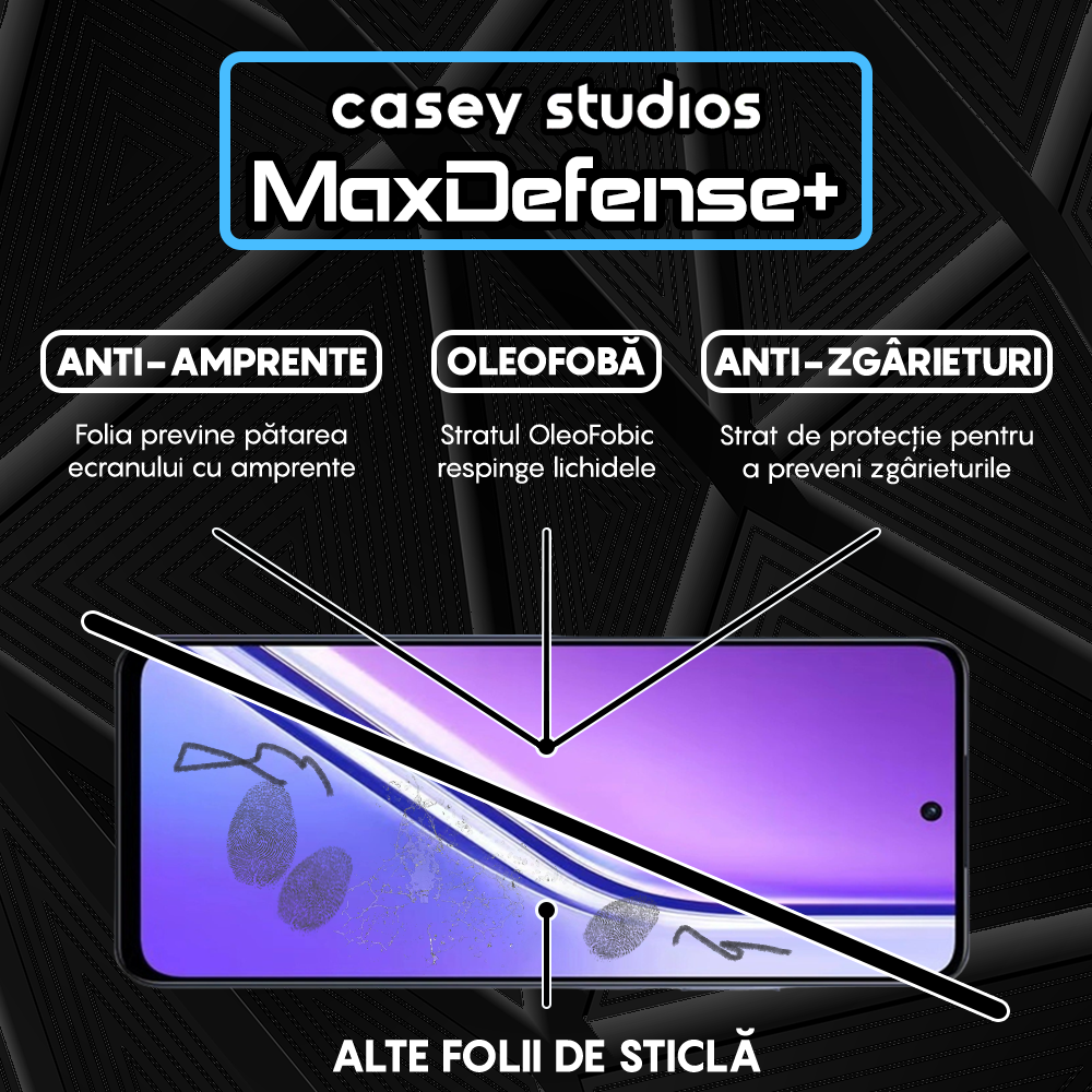 Folie Sticla MaxDefense+ - Realme P3x - Negru