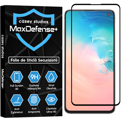 Folie Sticla MaxDefense+ - Samsung Galaxy S10E - Negru