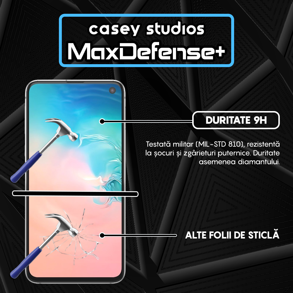 Folie Sticla MaxDefense+ - Samsung Galaxy S10E - Negru
