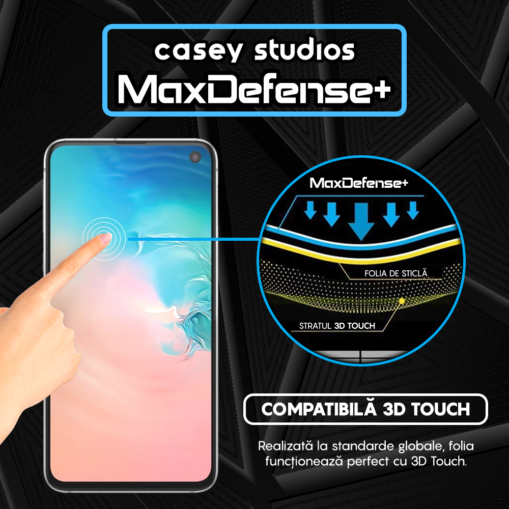 Folie Sticla MaxDefense+ - Samsung Galaxy S10E - Negru