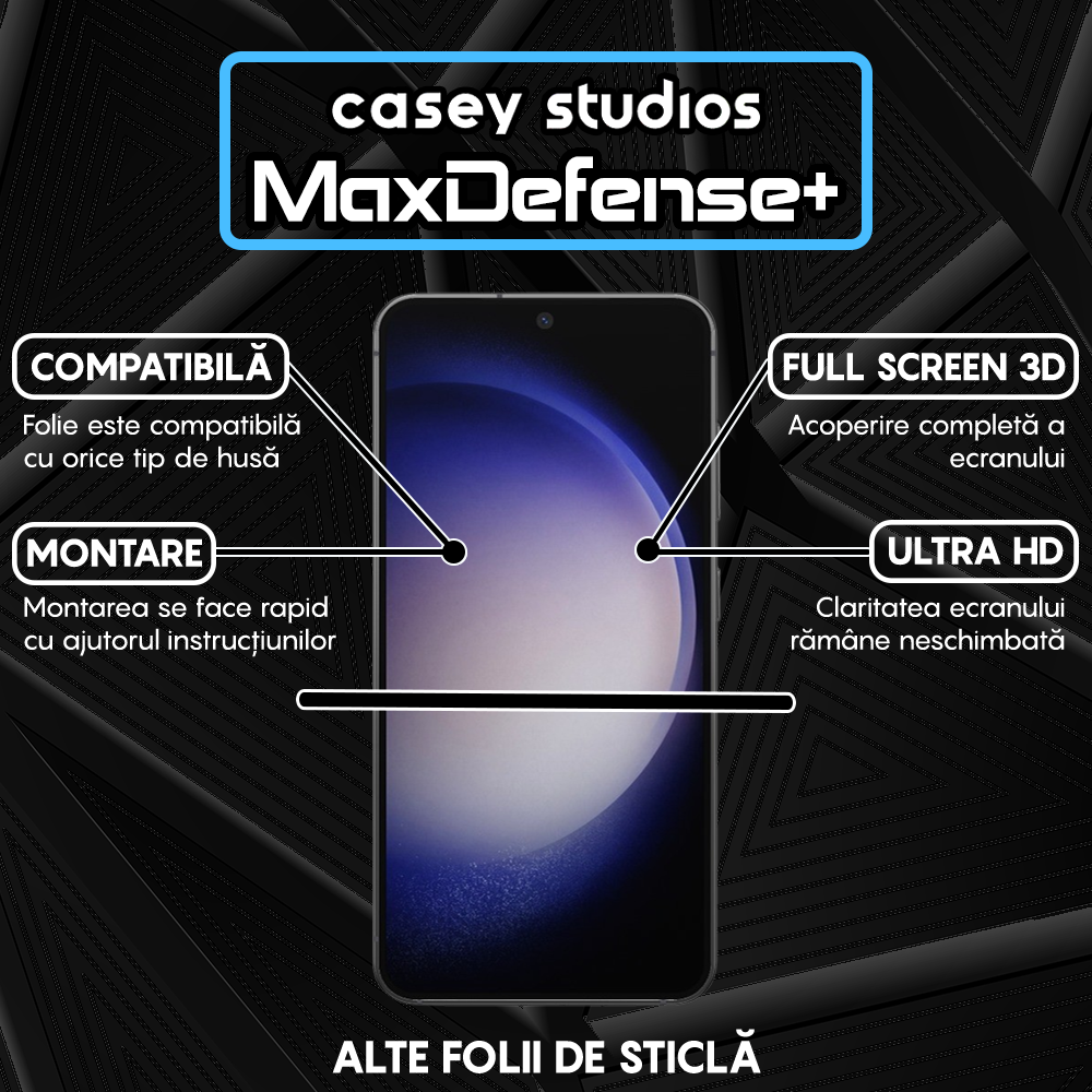 Folie Sticla MaxDefense+ - Samsung Galaxy S23/S22 5G - Negru