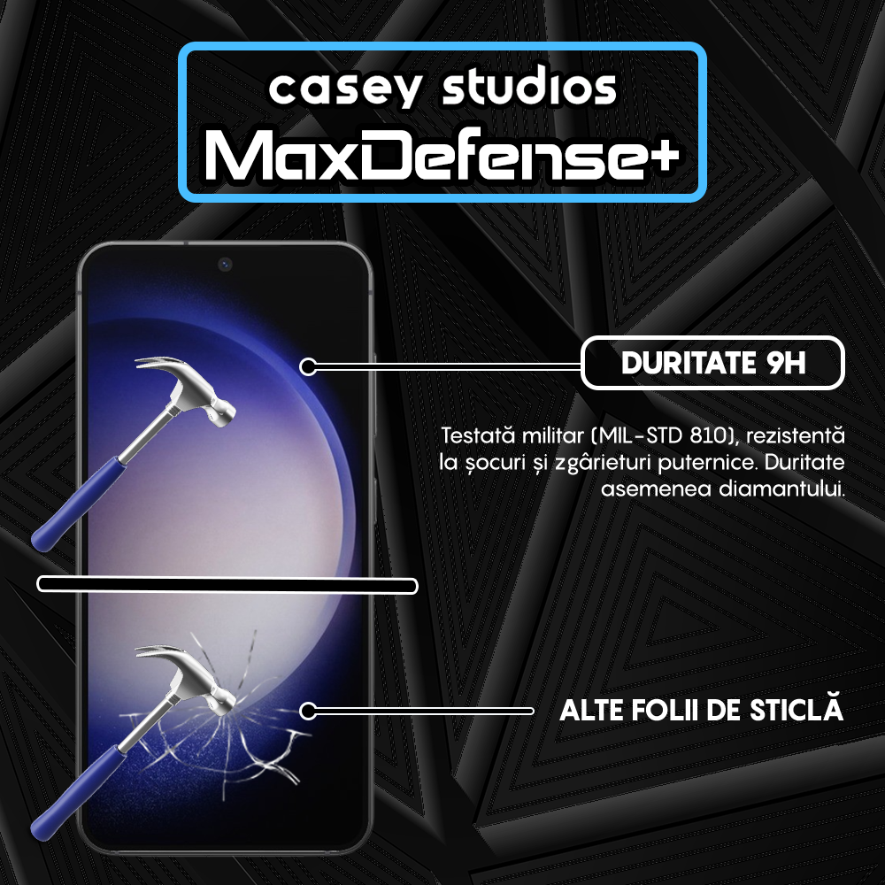 Folie Sticla MaxDefense+ - Samsung Galaxy S23/S22 5G - Negru