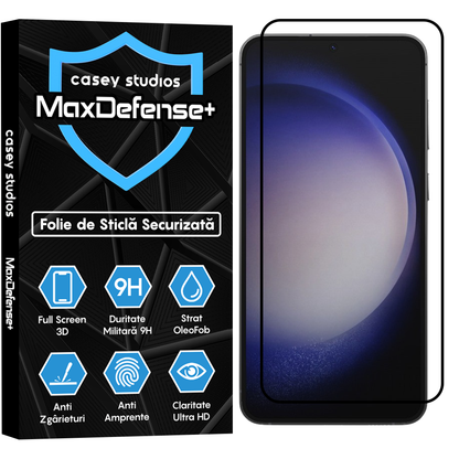 Folie Sticla MaxDefense+ - Samsung Galaxy S23 Plus/S22 Plus 5G - Negru