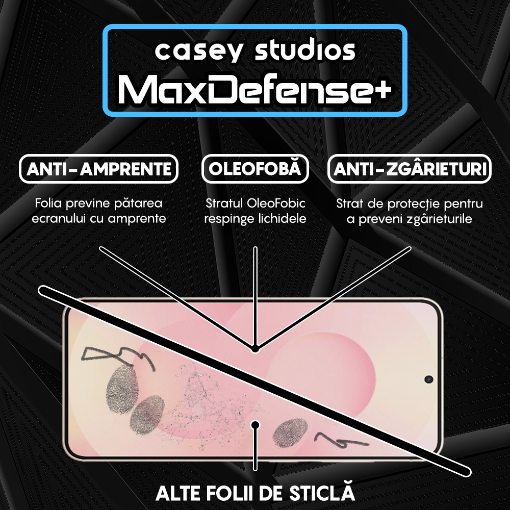 Folie Sticla MaxDefense+ - Samsung Galaxy S25 - Negru