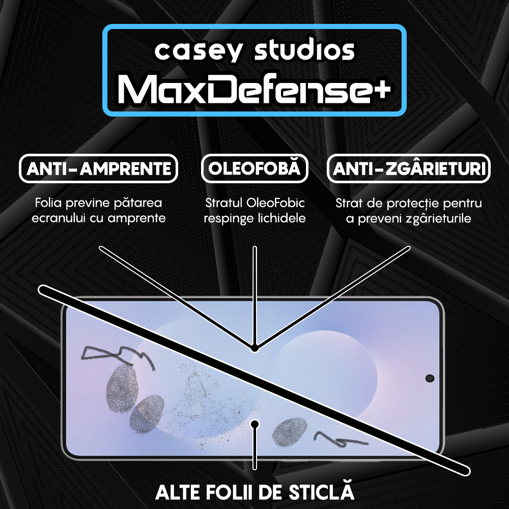 Folie Sticla MaxDefense+ - Samsung Galaxy S25 EDGE - Negru