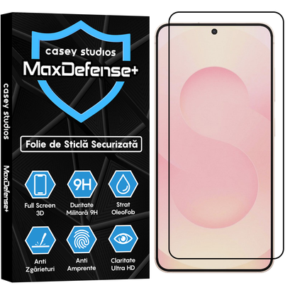 Folie Sticla MaxDefense+ - Samsung Galaxy S25 Plus - Negru