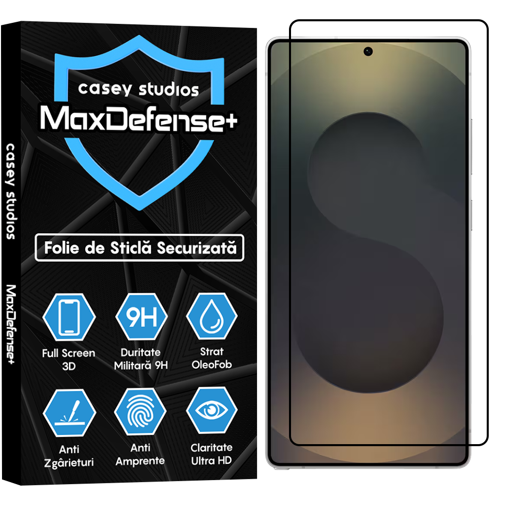 Folie Sticla MaxDefense+ - Samsung Galaxy S25 Ultra - Negru