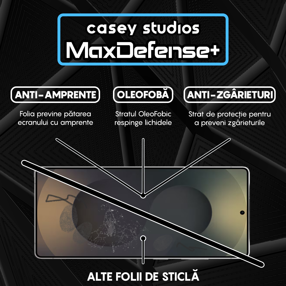 Folie Sticla MaxDefense+ - Samsung Galaxy S25 Ultra - Negru