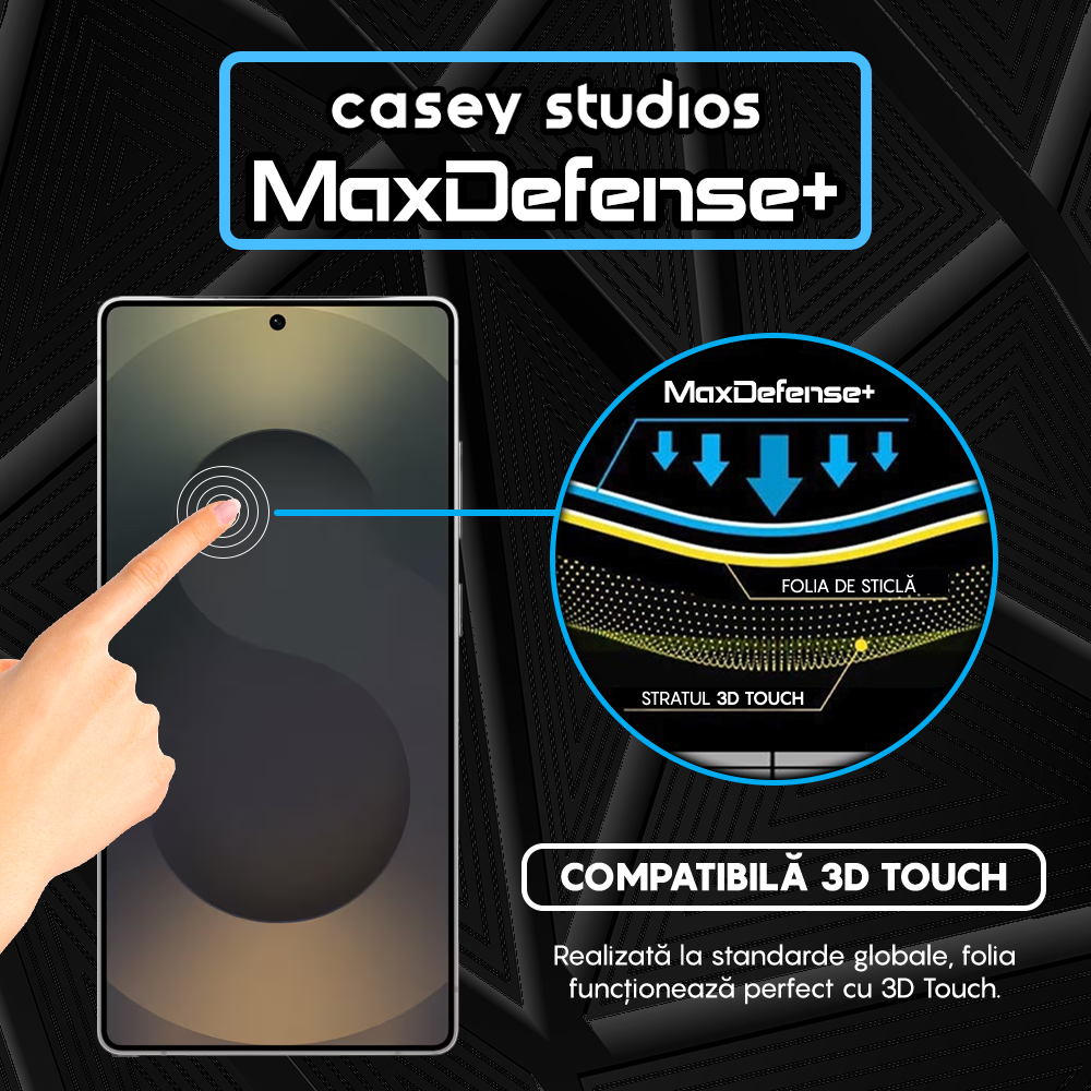 Folie Sticla MaxDefense+ - Samsung Galaxy S25 Ultra - Negru