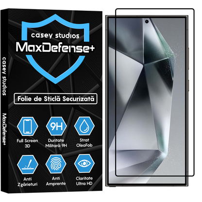 Folie Sticla MaxDefense+ - Samsung Galaxy S24 Ultra - Negru