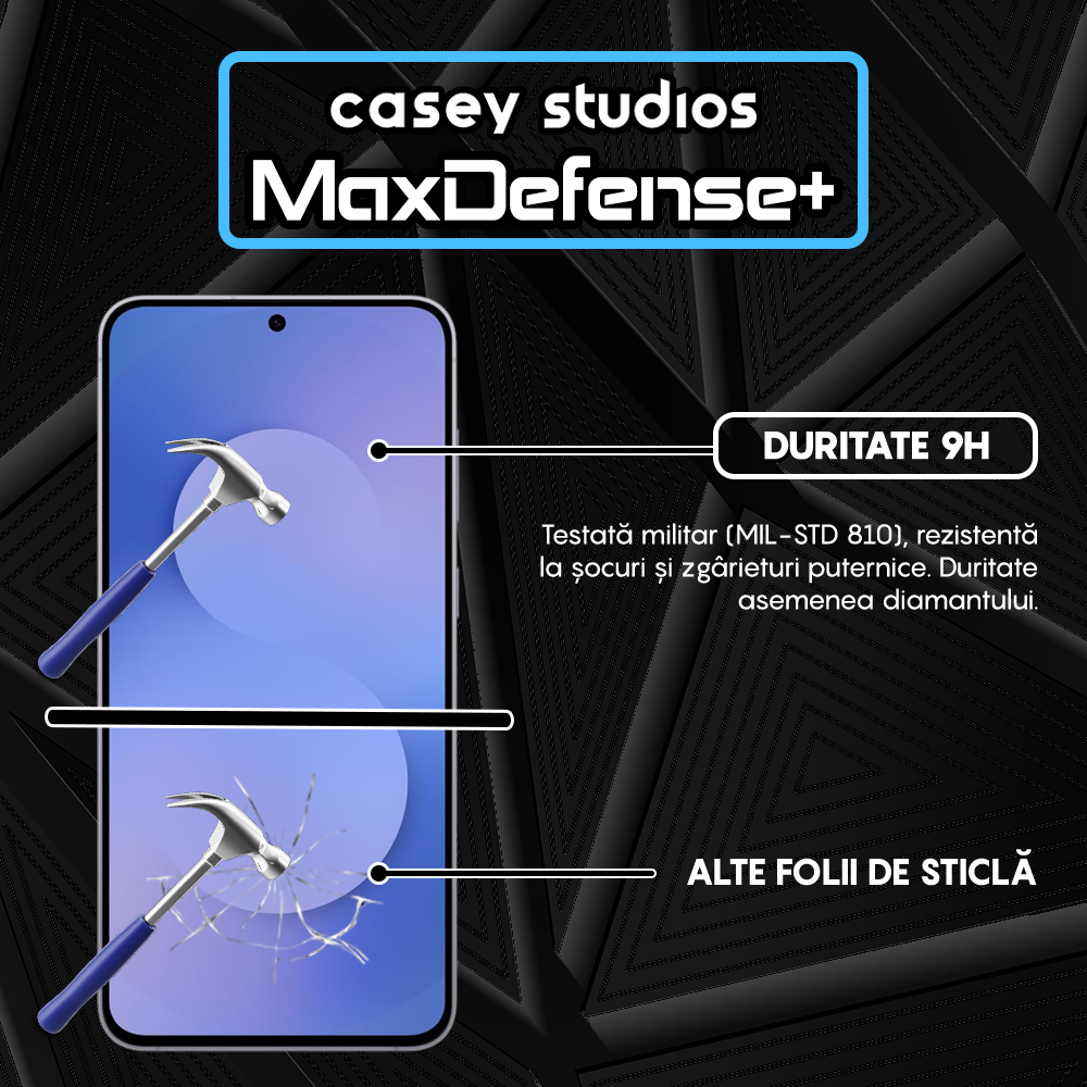 Folie Sticla MaxDefense+ - Samsung Galaxy S25 FE - Negru
