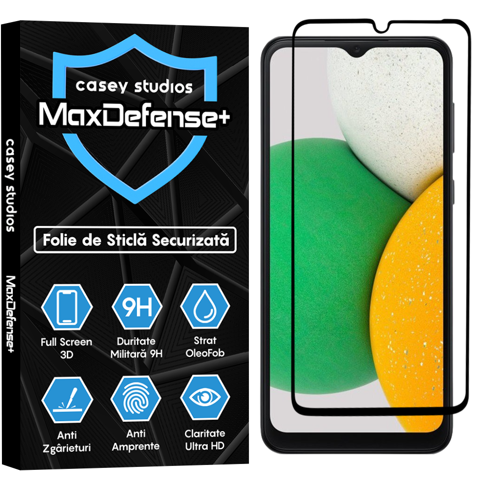 Folie Sticla MaxDefense+ - Samsung Galaxy A05/A05s - Negru