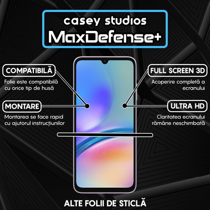 Folie Sticla MaxDefense+ - Samsung Galaxy A05/A05s - Negru