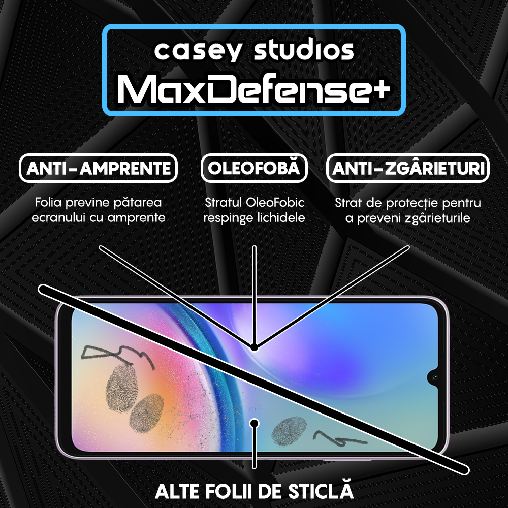 Folie Sticla MaxDefense+ - Samsung Galaxy A05/A05s - Negru