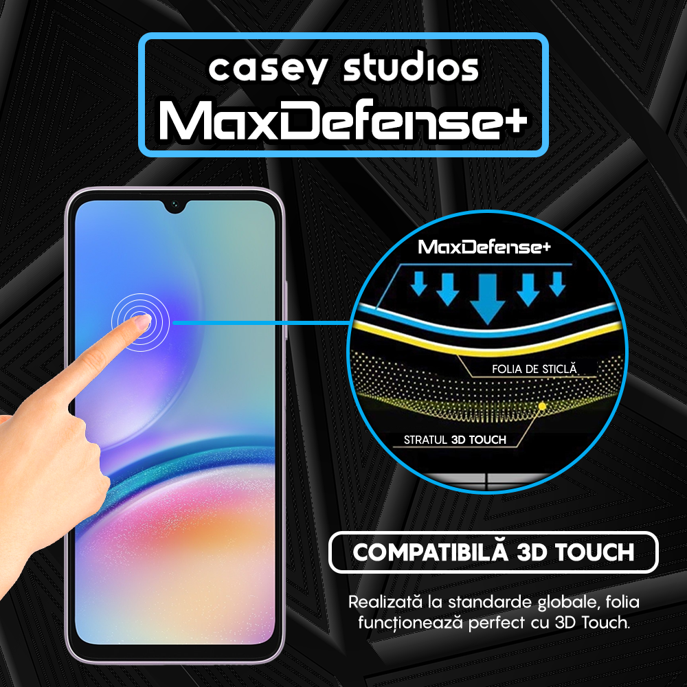 Folie Sticla MaxDefense+ - Samsung Galaxy A05/A05s - Negru