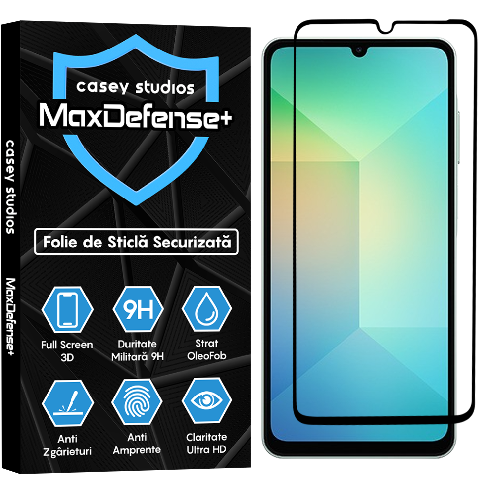 Folie Sticla MaxDefense+ - Samsung Galaxy A06 5G - Negru