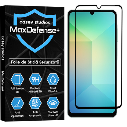 Folie Sticla MaxDefense+ - Samsung Galaxy A06 5G - Negru