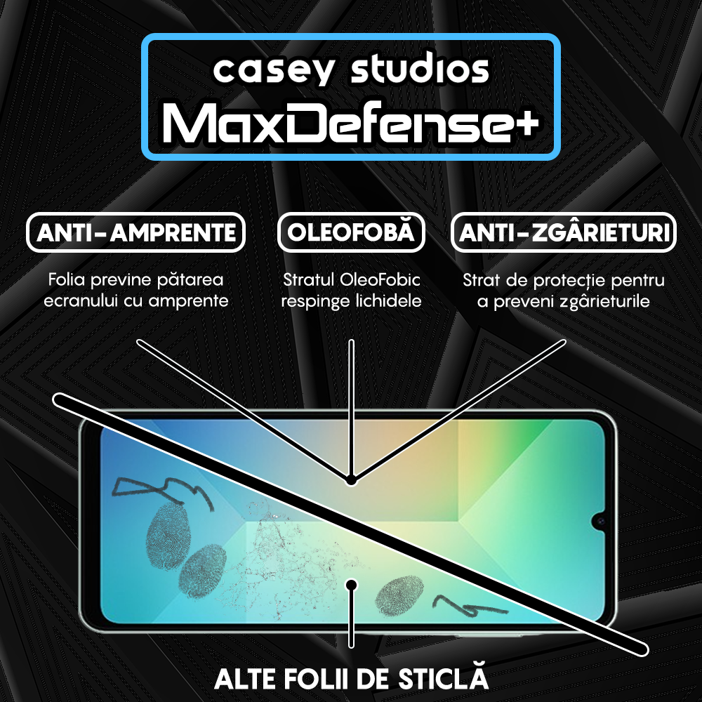 Folie Sticla MaxDefense+ - Samsung Galaxy A06 5G - Negru