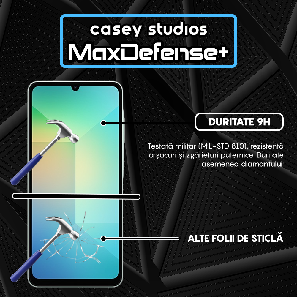 Folie Sticla MaxDefense+ - Samsung Galaxy A06 5G - Negru