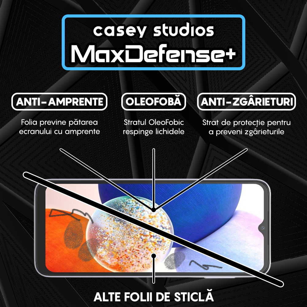 Folie Sticla MaxDefense+ - Samsung Galaxy A14 5G - Negru