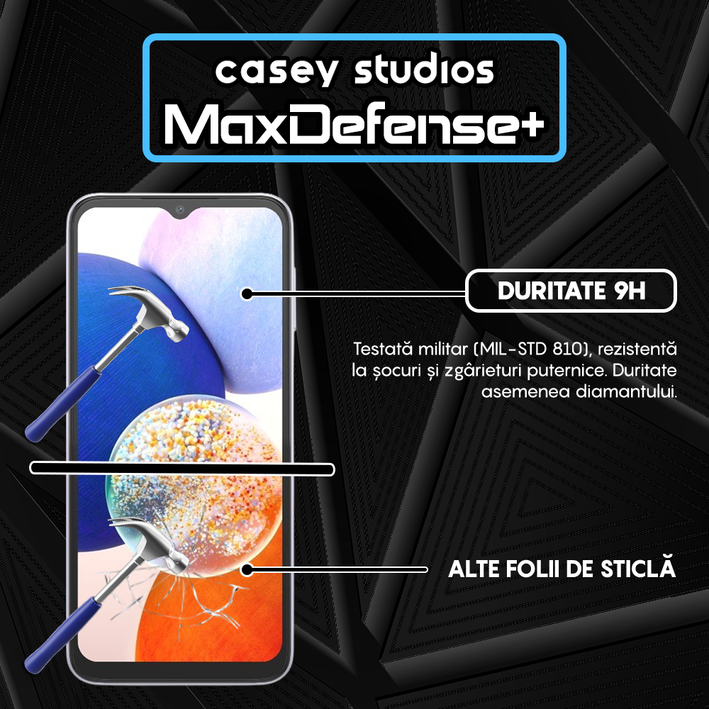 Folie Sticla MaxDefense+ - Samsung Galaxy A14 5G - Negru