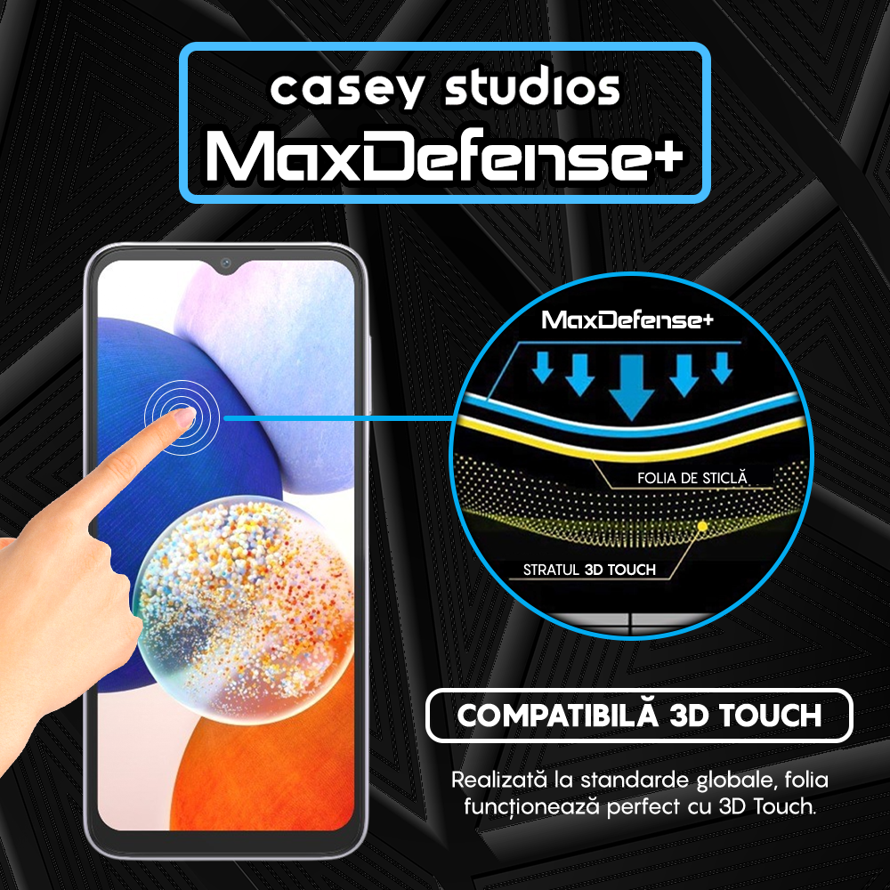Folie Sticla MaxDefense+ - Samsung Galaxy A14 5G - Negru
