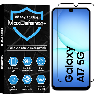 Folie Sticla MaxDefense+ - Samsung Galaxy A17 5G - Negru