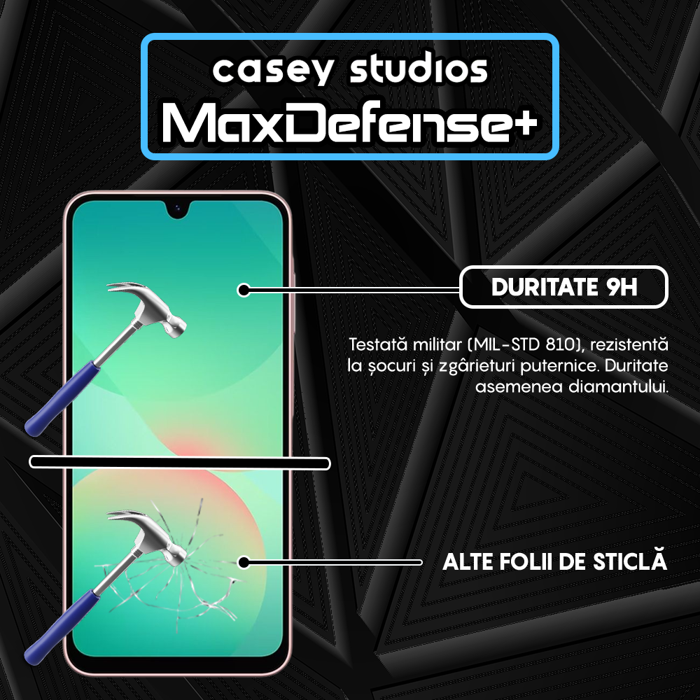 Folie Sticla MaxDefense+ - Samsung Galaxy A26 - Negru