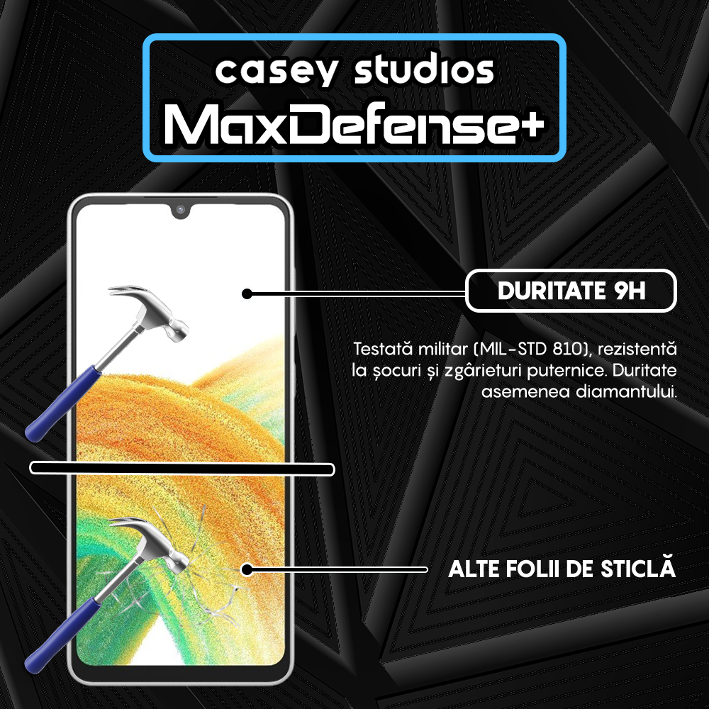 Folie Sticla MaxDefense+ - Samsung Galaxy A33 5G - Negru
